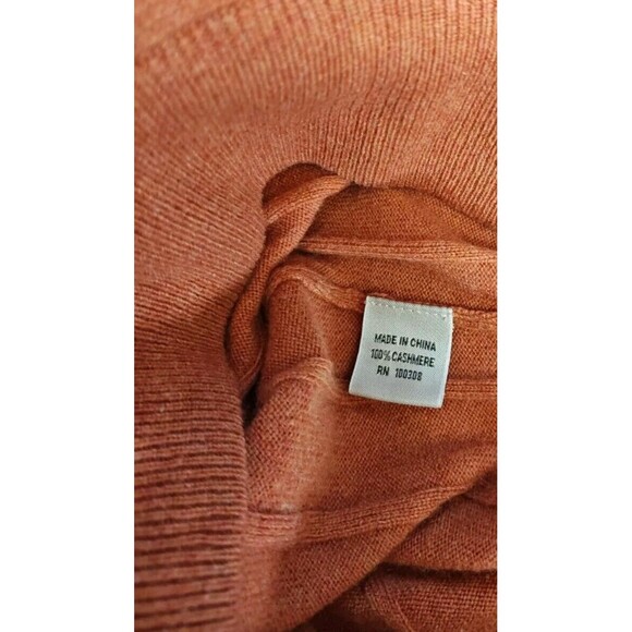Peter Millar Sweater Medium Orange Ribbed Knit Cashmere 1/4 Zip Pullover - Picture 4 of 4